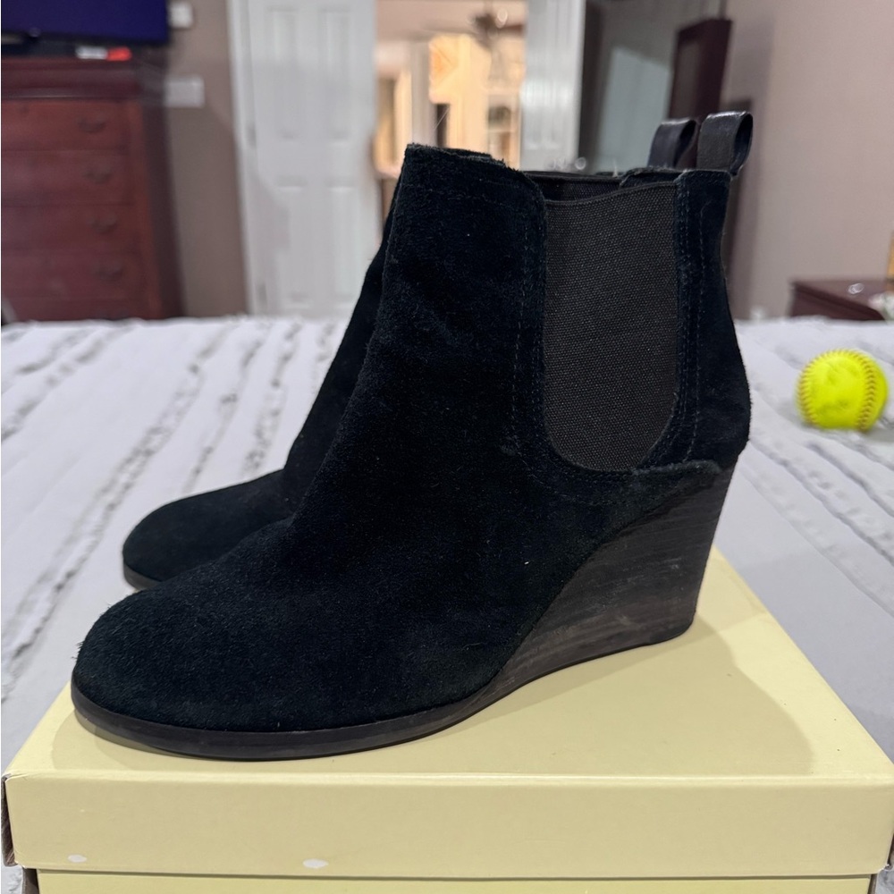 Lucky Brand Black Wedge Ankle Boots